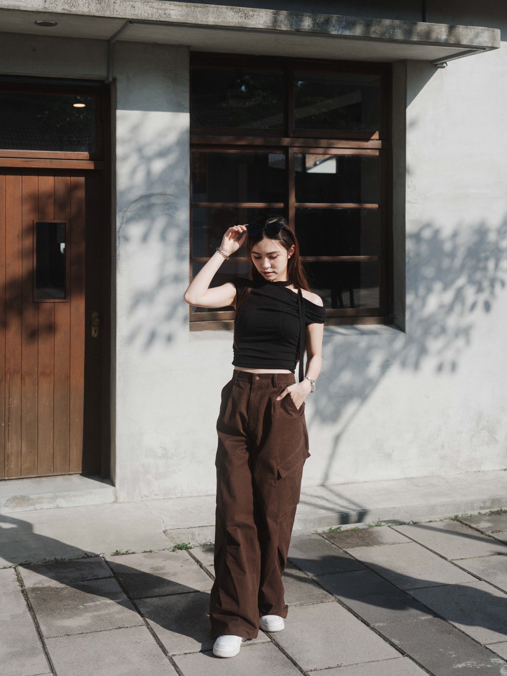 SOK Cargo Pants 摺線直筒工裝寬褲