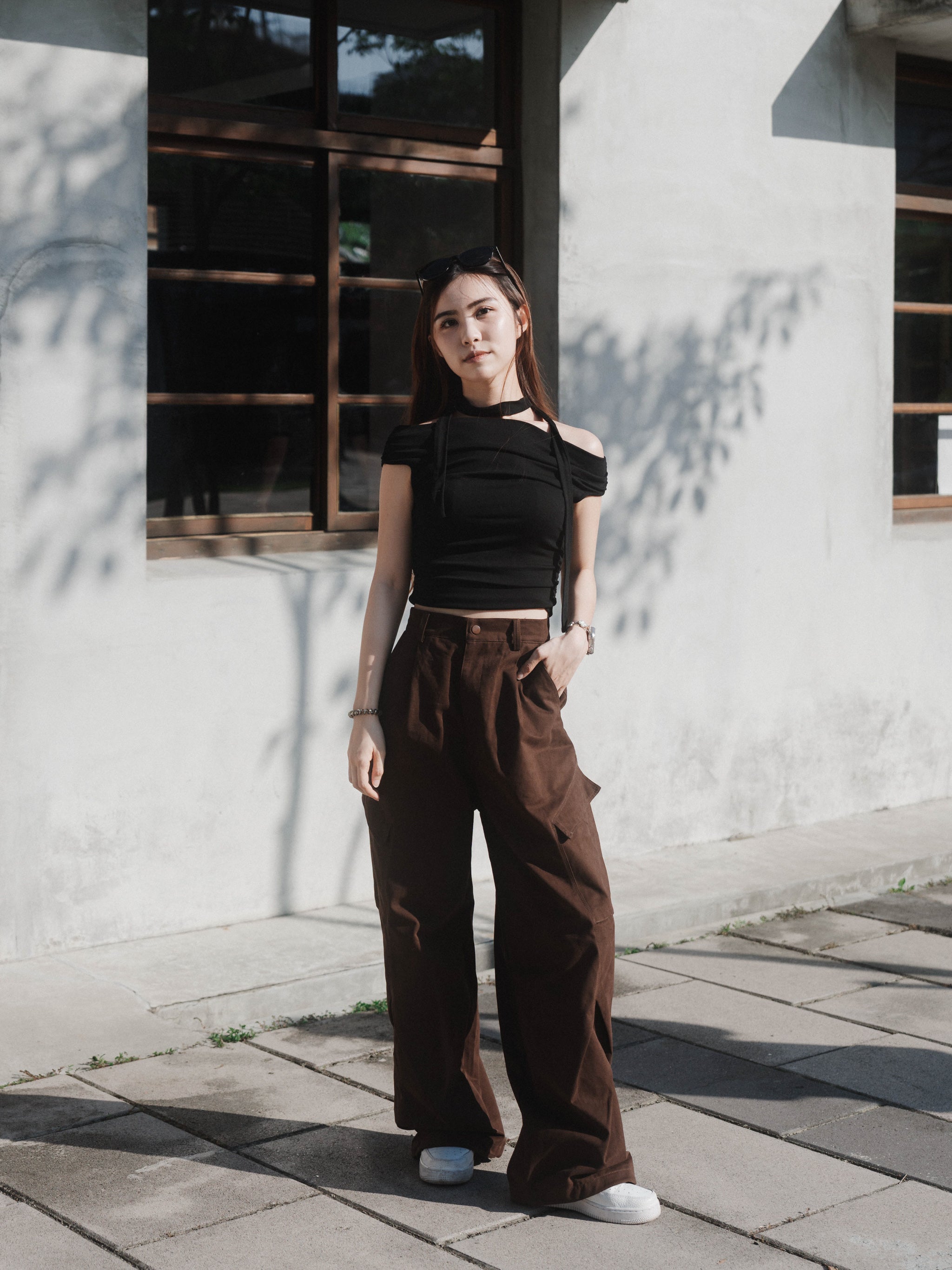 SOK Cargo Pants 摺線直筒工裝寬褲