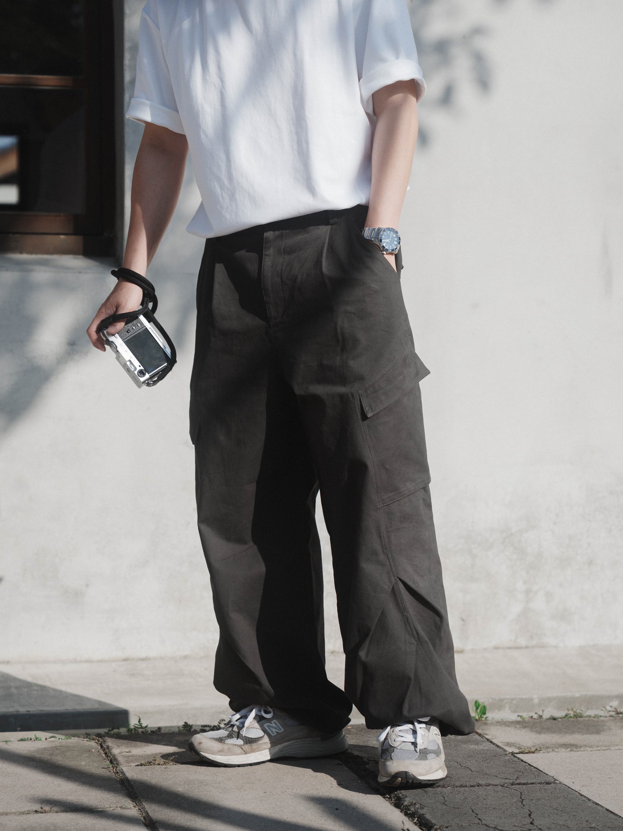 SOK Cargo Pants 摺線直筒工裝寬褲
