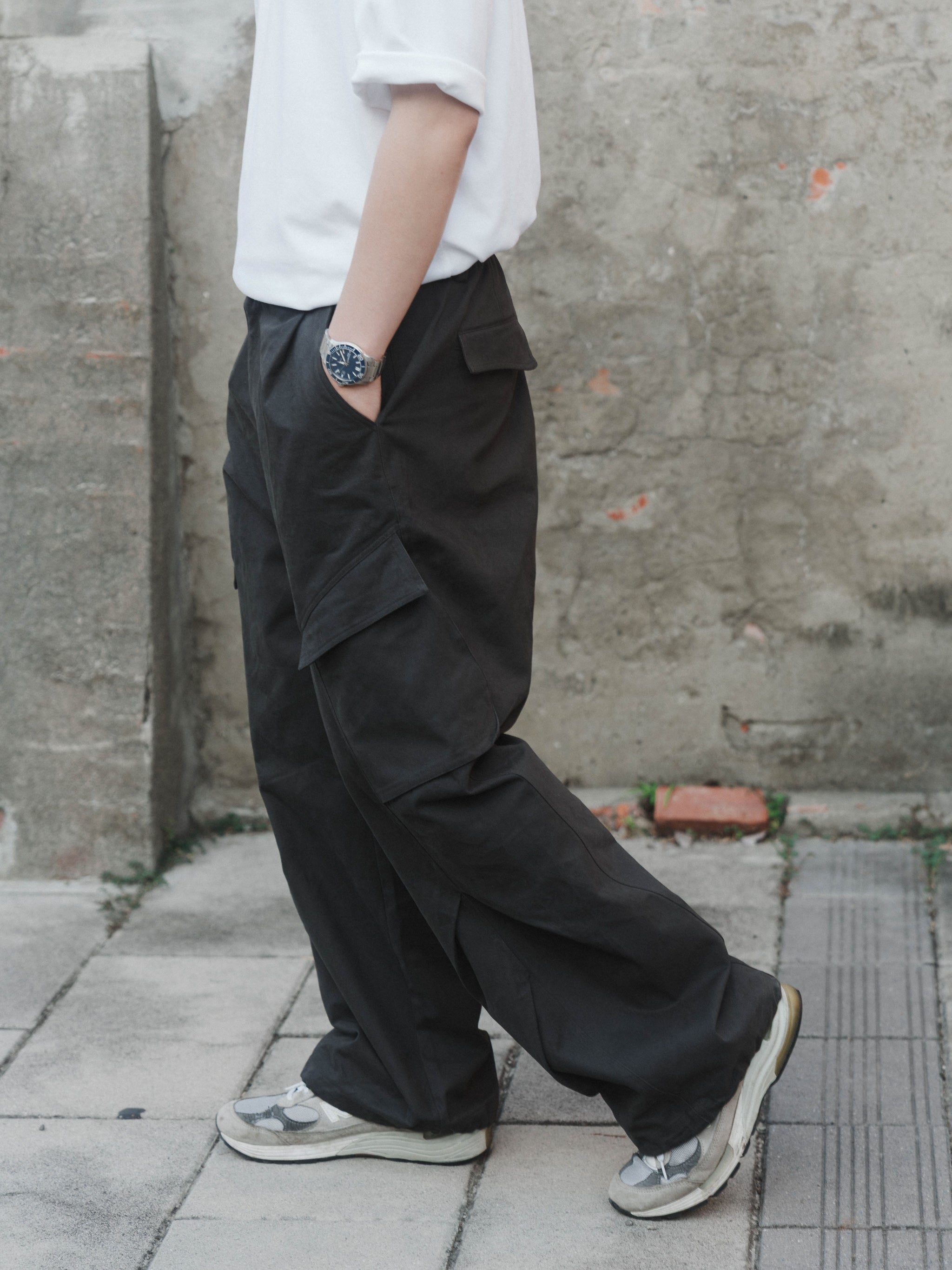 SOK Cargo Pants 摺線直筒工裝寬褲
