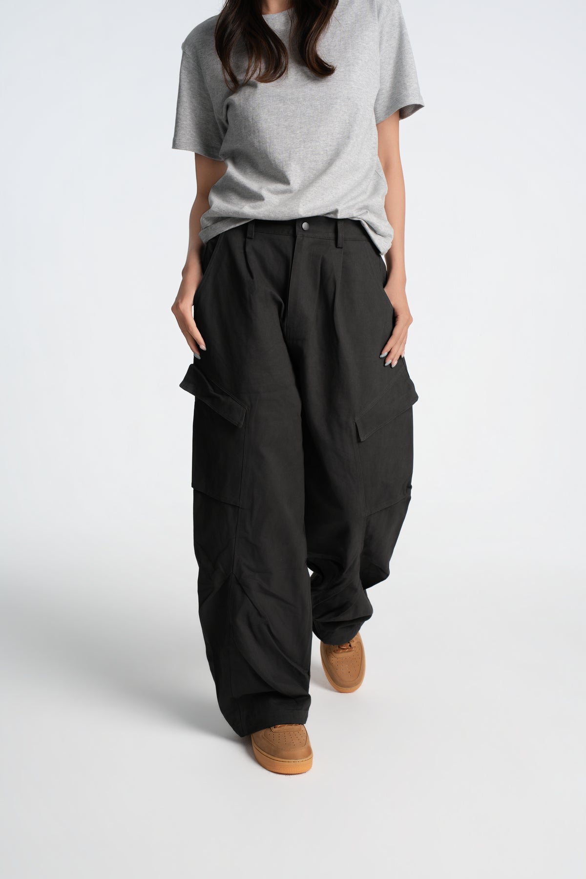 SOK Cargo Pants 摺線直筒工裝寬褲