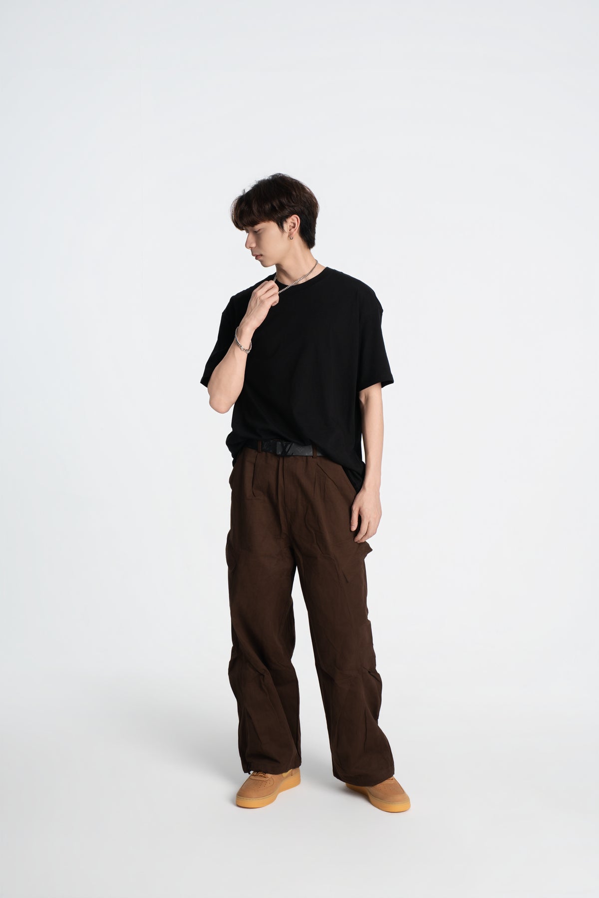 SOK Cargo Pants 摺線直筒工裝寬褲