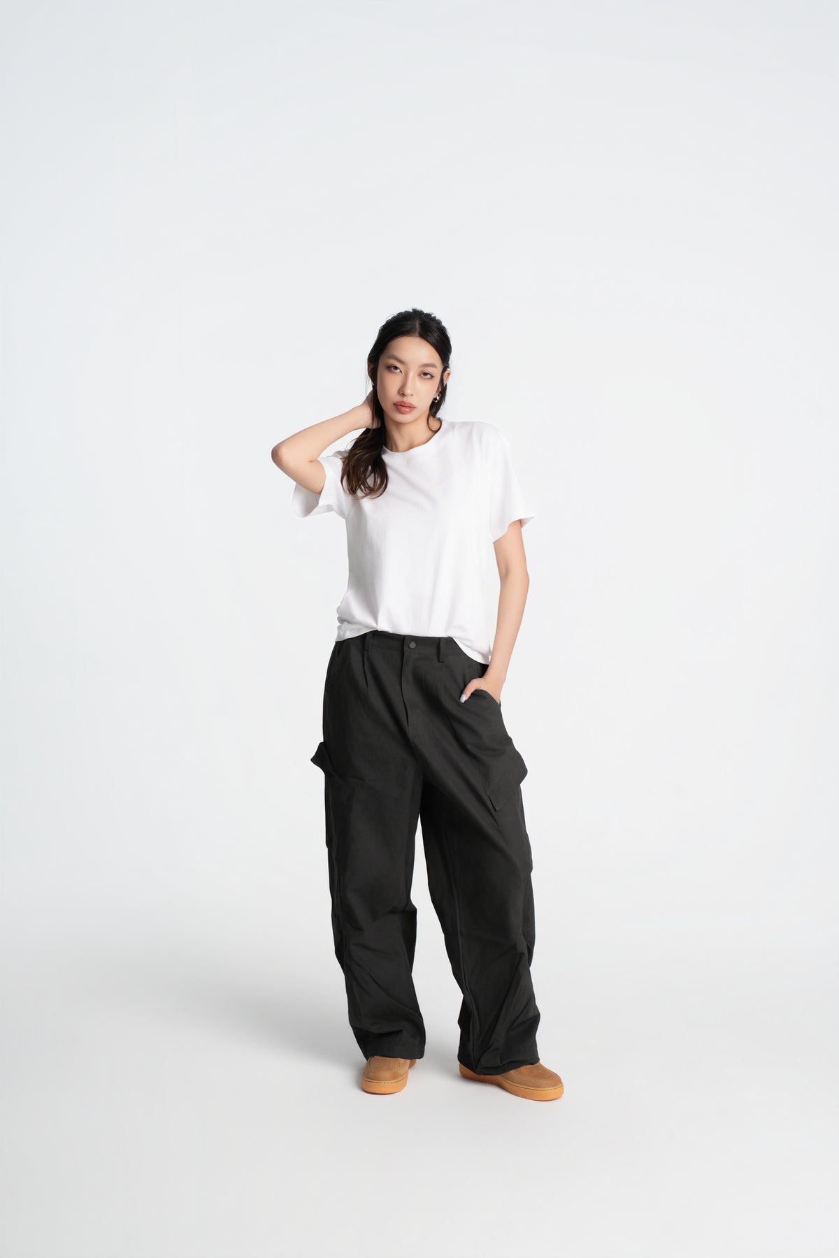 SOK Cargo Pants 摺線直筒工裝寬褲
