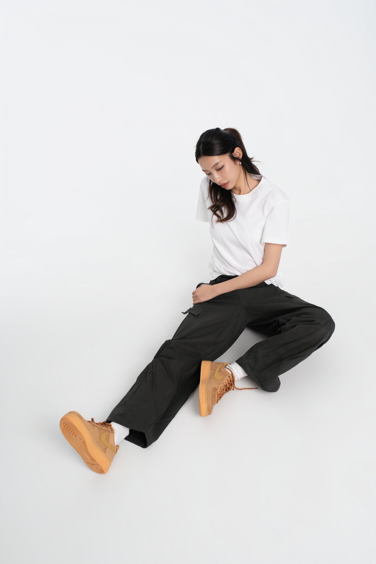 SOK Cargo Pants 摺線直筒工裝寬褲
