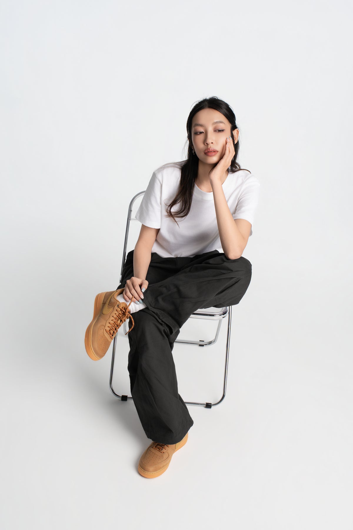 SOK Cargo Pants 摺線直筒工裝寬褲
