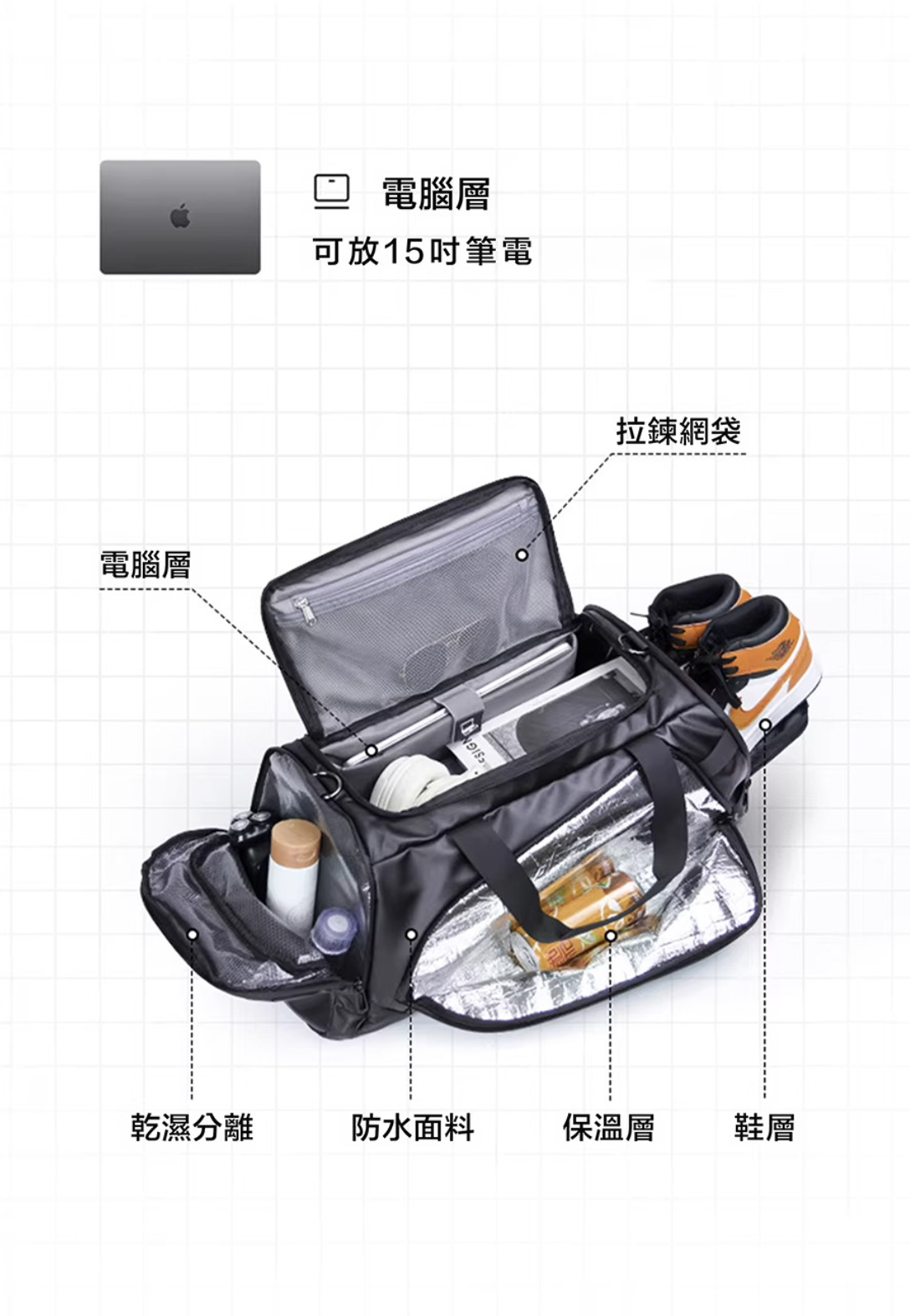 多功能大容量旅行袋 秒變雙肩後背包