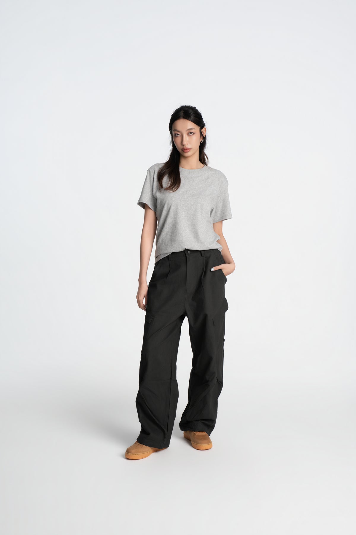 SOK Cargo Pants 摺線直筒工裝寬褲