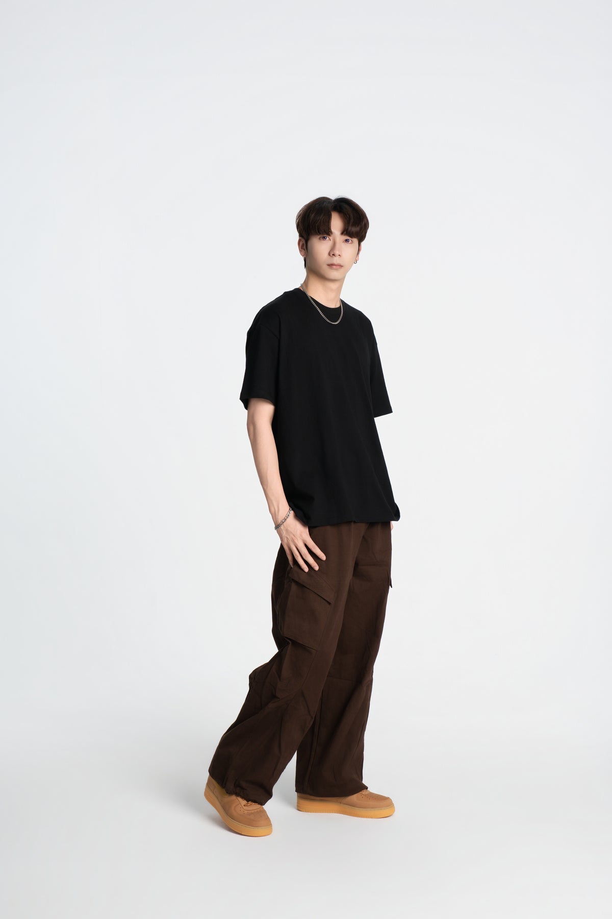 SOK Cargo Pants 摺線直筒工裝寬褲