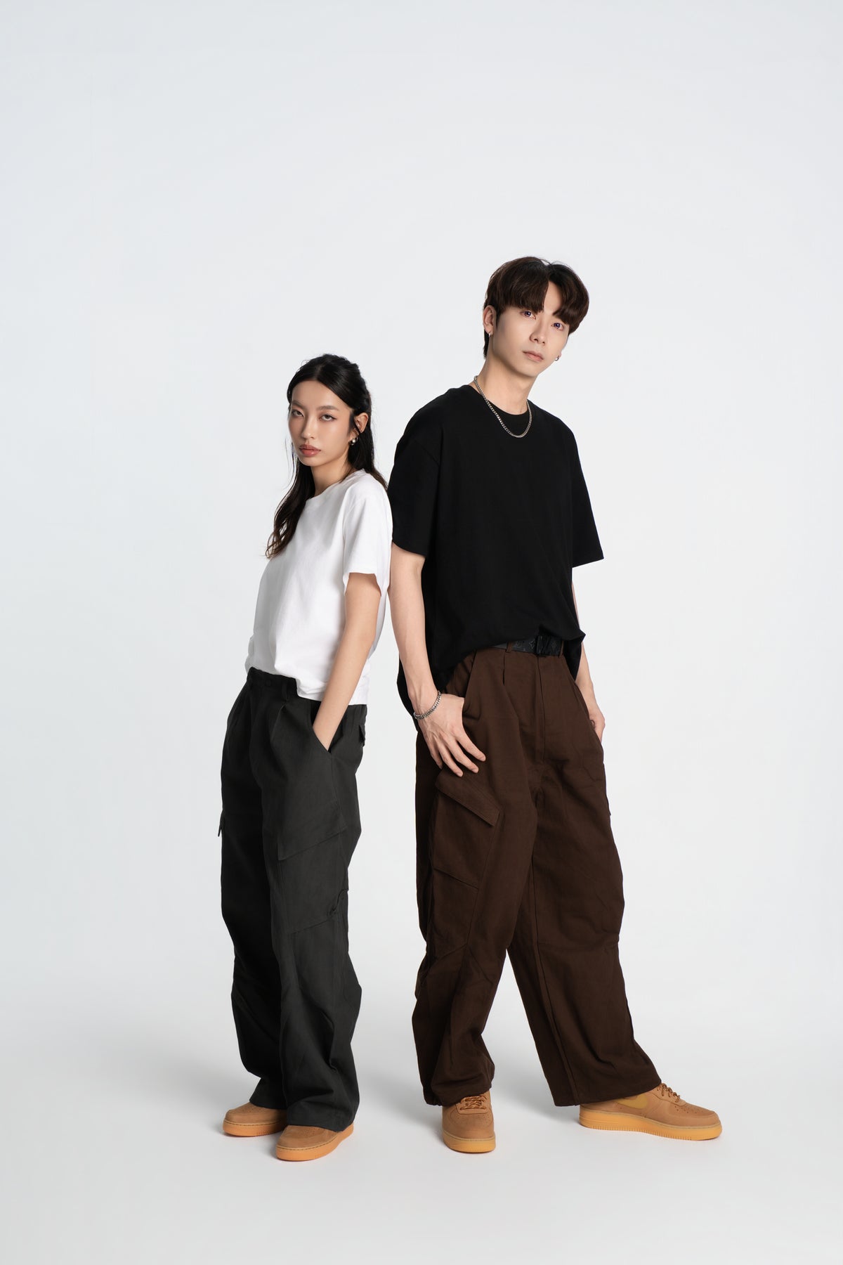 SOK Cargo Pants 摺線直筒工裝寬褲