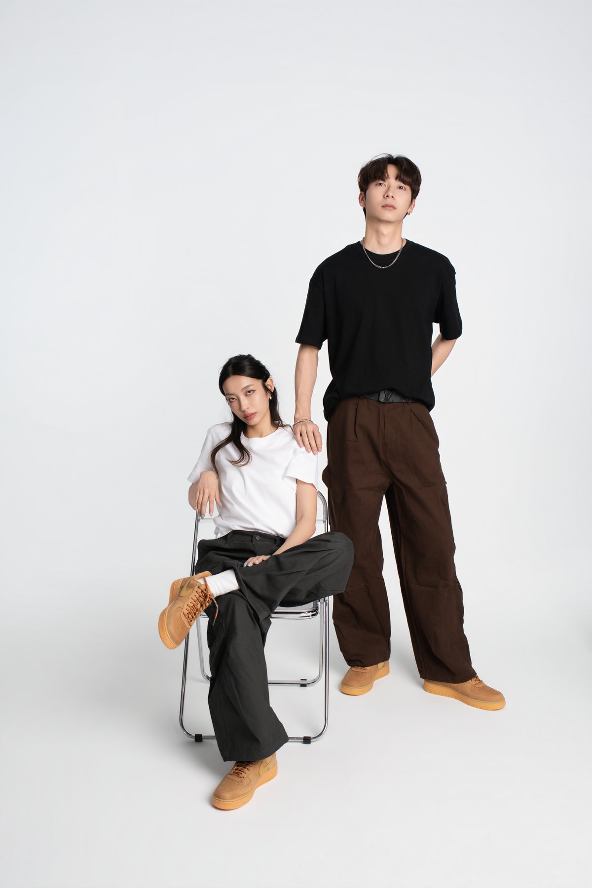 SOK Cargo Pants 摺線直筒工裝寬褲