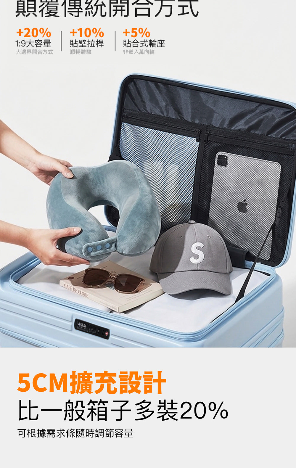SONKO 行李箱1比9前開式設計